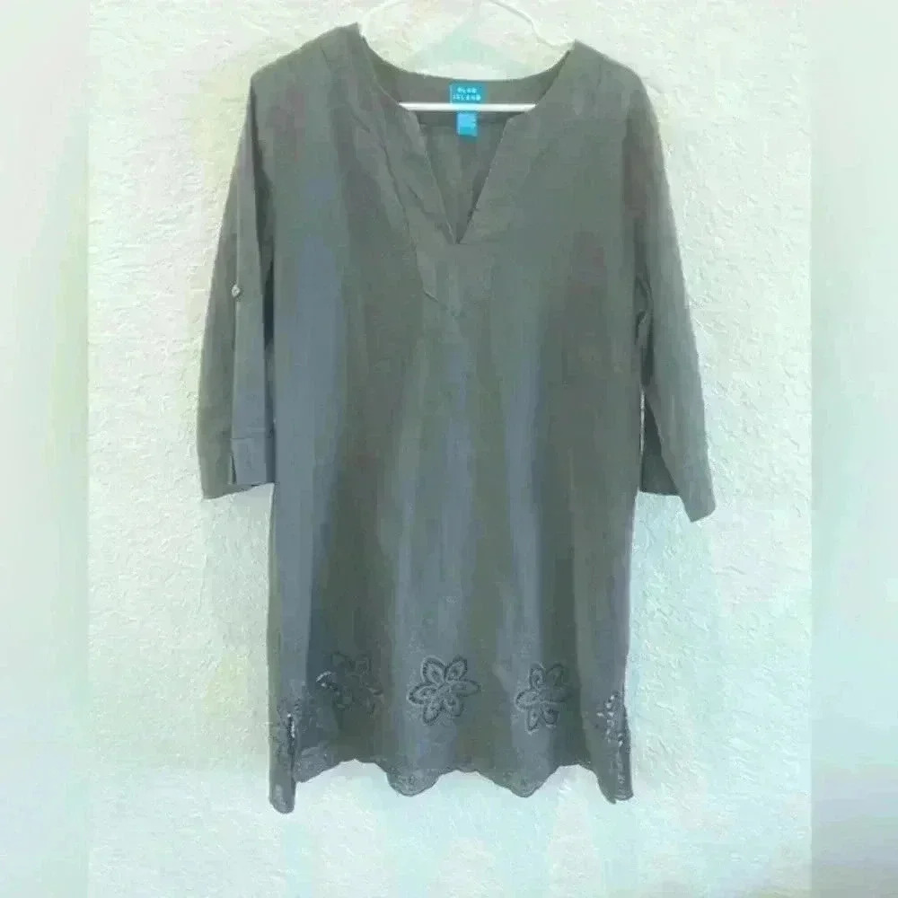 Blue Island black eyelet coverup size small